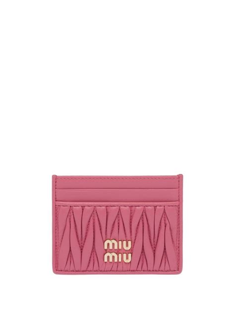 miu miu pink card holder|Begonia Pink Matelassé Nappa Leather Card Holder .